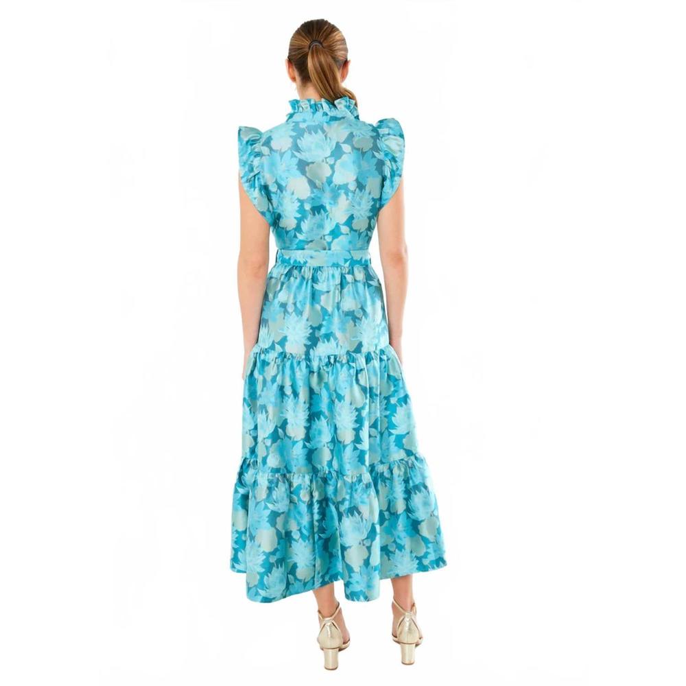 NEW ABBEY GLASS sleeveless sadie maxi dress in aqua floral blue - Picture 3 of 4